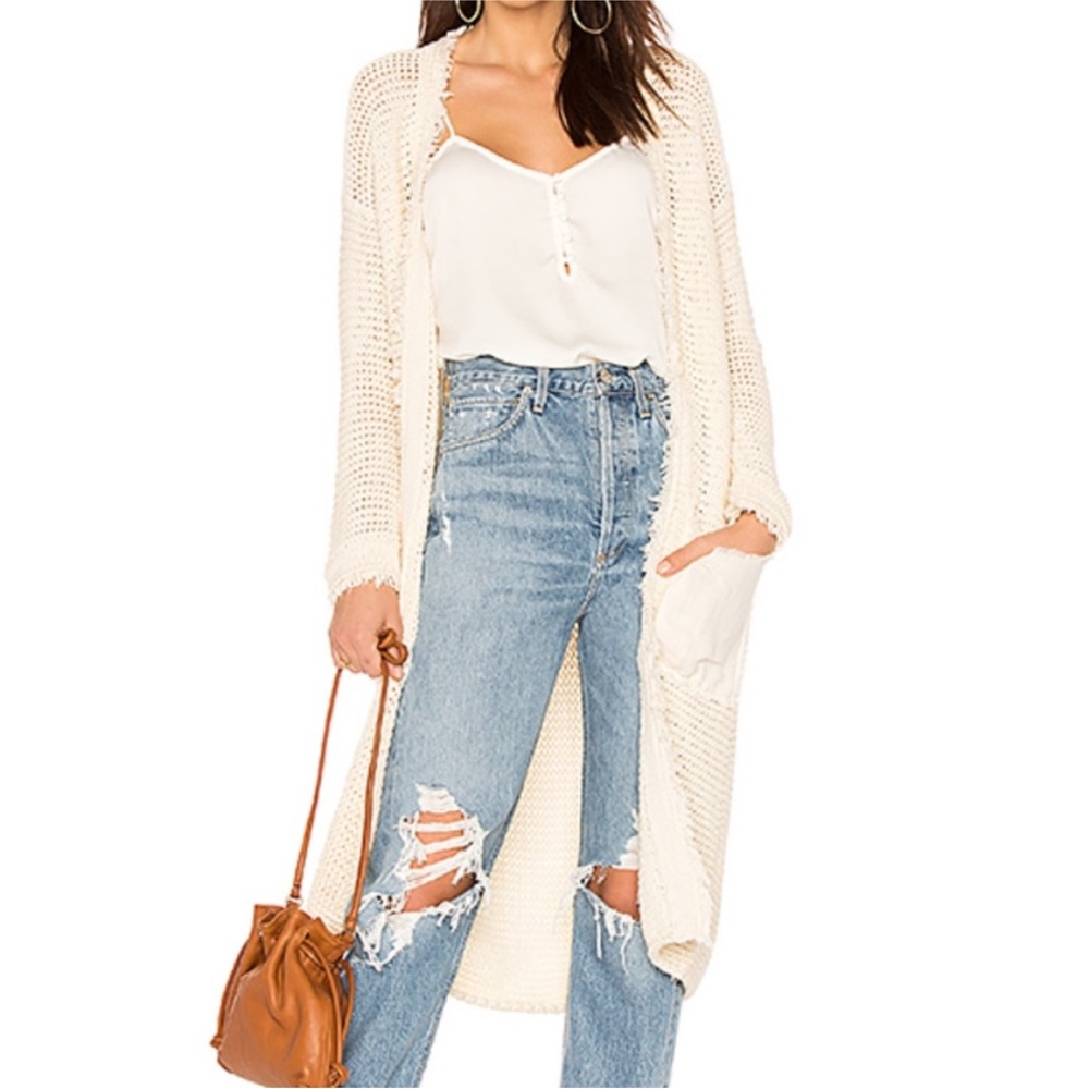Free People Stylish Cream Knit Duster